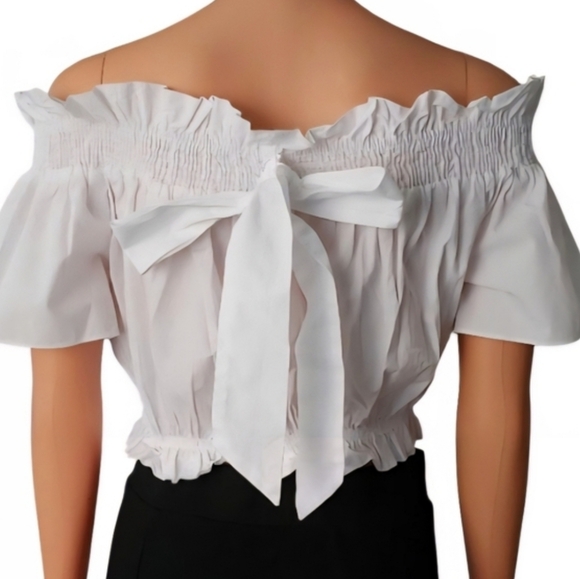 Zara Basic White Ruffled Top. Size M. - Picture 7 of 9